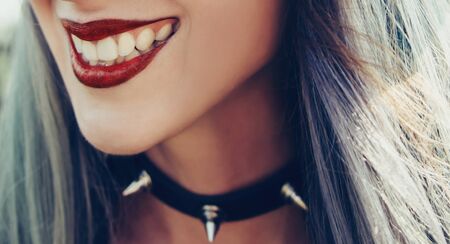 Cheerful witch smile, close-up image.の写真素材