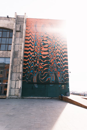Saint-Petersburg, Russia, 03 September 2020: Public art space Sevkabel Port. Street art by ARTEM...