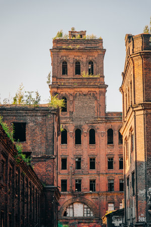Ruins and destroyed buildings of the abandoned factory Red Triangle.のeditorial素材