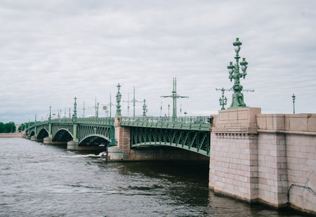 Trinity Bridge drawbridge across the Neva River.のeditorial素材