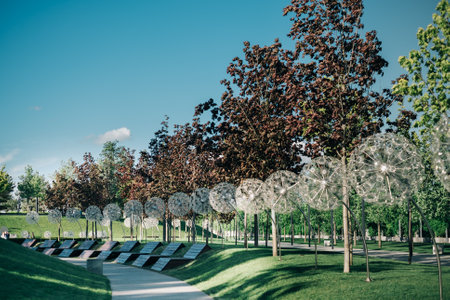 Art Object Big Dandelion alley in Krasnodar Park.のeditorial素材