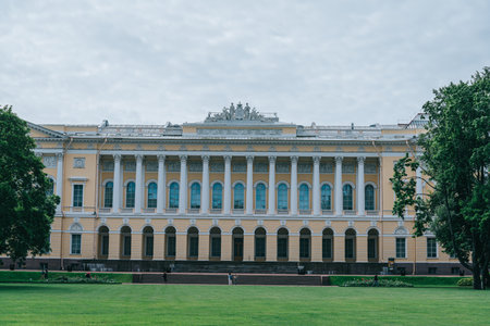 The northern facade of the Mikhailovsky Palace. Mikhailovsky Garden. Close up.のeditorial素材