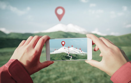 The concept of determining the geolocation for route selection.の写真素材