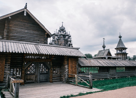 General view of the ethnopark Bogoslovka Estate from the side of the main gate.のeditorial素材