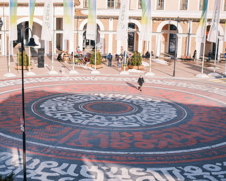 Art object of the artist Pokras Lampas on the main square of the Krasnaya Polyana resort.