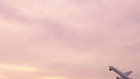 Airplane model in a female hand in the background sky.の写真素材