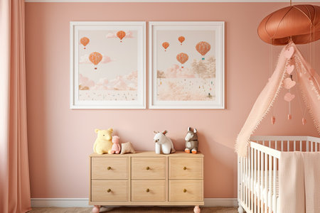A cute and comfortable space perfect for your little princess. AI generative.の素材