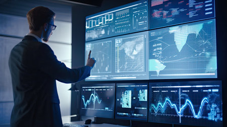 Successful businessman analyzing data for profitable marketing strategy Ai generative.の素材