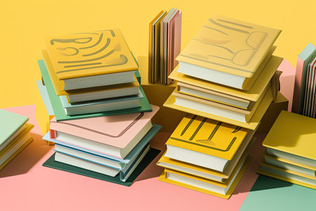 A collection of books on education, literature, and learning Ai generative.の素材
