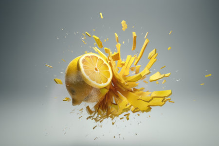 Fresh and ripe lemon. AI generative.の素材
