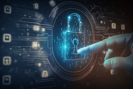 Data Protection and Cyber Security on Internet Server Network with Secure Access to Protect Privacy against Attacks. Illustration with Electronic Circuit Board Connections. AI generative.の素材