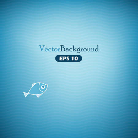 Blue abstract vector background with cartoon fishのイラスト素材