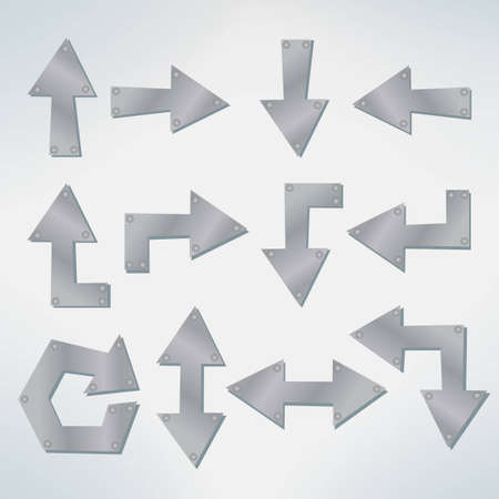 Cartoon metal hand drawn arrows with screwsのイラスト素材