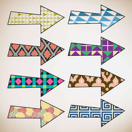 Colorful retro pattern hand drawn arrowsのイラスト素材