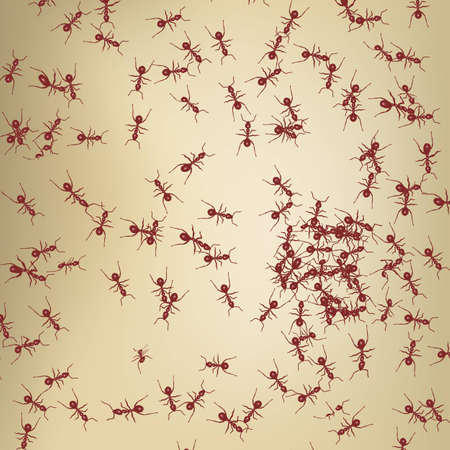 Illustration of red ants on brown backgroundのイラスト素材