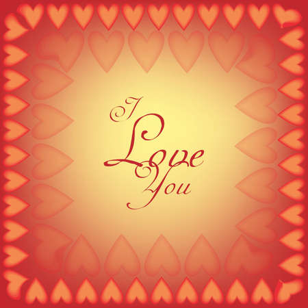 Orange and red I love you card with heartsのイラスト素材
