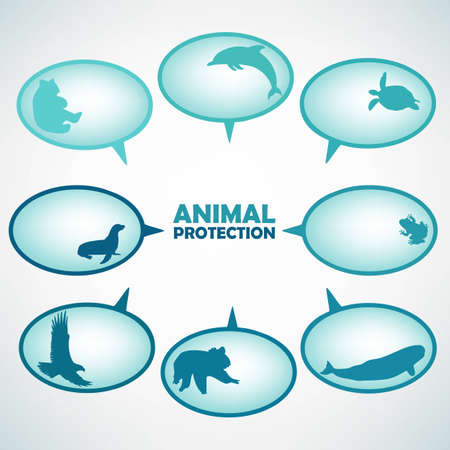 Set of animal protection turquoise text bubblesのイラスト素材