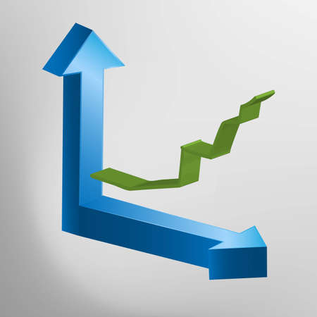 Blue and green arrow diagramのイラスト素材