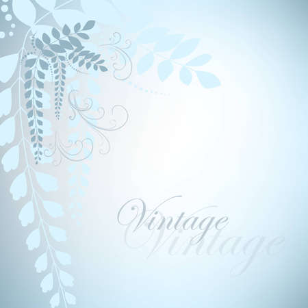 Blue vintage with acacia flowersのイラスト素材