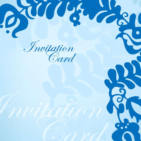 Blue invitation card with ornamentのイラスト素材