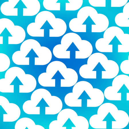 Cloud pattern with up arrows on blueのイラスト素材