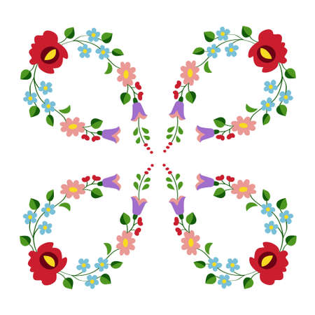 Hungarian folk embroidery patternのイラスト素材