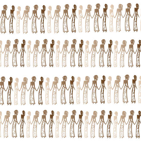 Ancient Greek pattern with women shapes on whiteのイラスト素材