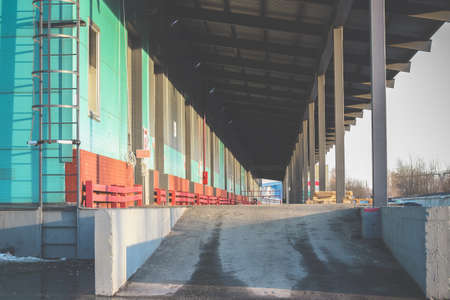 Truck loading bay. Logistic import export and transport industry backgroundの写真素材