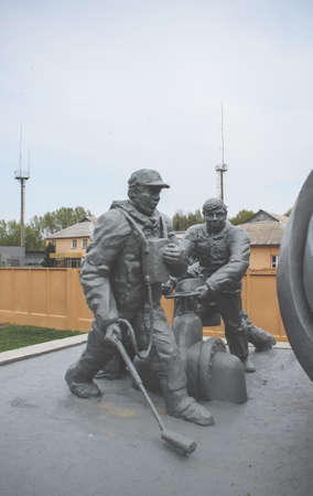 Ukraine, Chernobyl, May 4, 2013. Monument to the liquidators of the Chernobyl disaster at the FESのeditorial素材