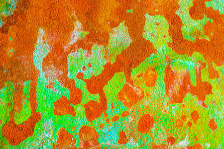 Natural multicolored background with patina rusty copper plate