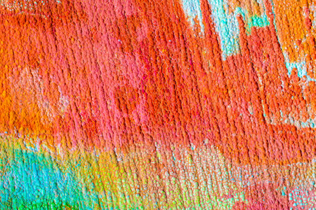 Oxidized copper, abstraction. Natural orange, blue. green yellow background with patina rusty copper plateの写真素材