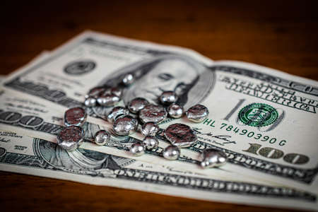 palladium recovery for money, hundreds of dollars, palladium pelletsの写真素材