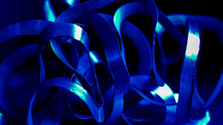blue steel shavings macro shot for wallpaper or textureの写真素材