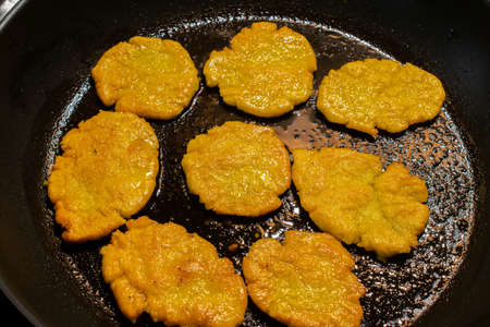 Georgian meal, macadamia pancakes made of corn flourの写真素材