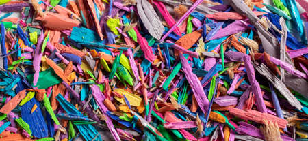 colored shavings from pencil sharpening, background or texture