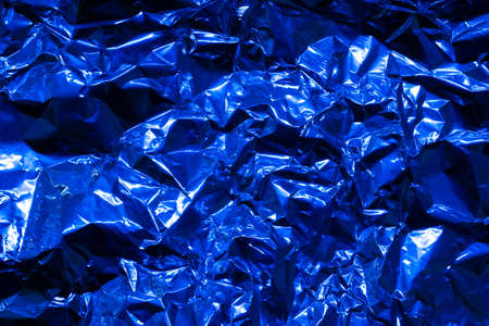 blue glossy aluminum foil textureの写真素材