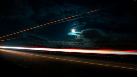 lights of cars with night. long exposure