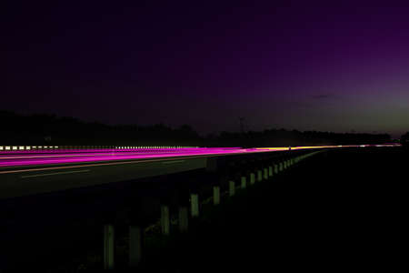 lights of cars with night. long exposure, light lines