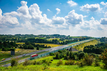 landscape highway, A1 highway north south section Pyrzowice - Piekary ÅlÄskieの写真素材