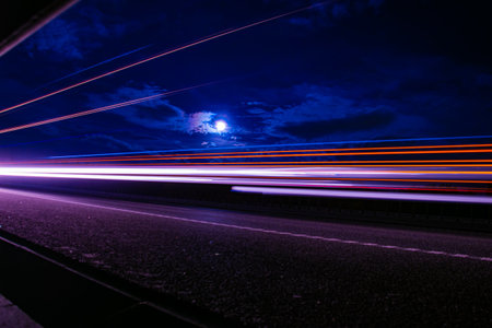 lights of cars with night. long exposure