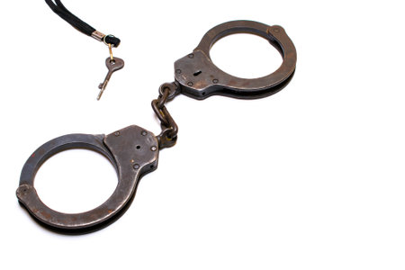 police handcuffs isolated on a white background