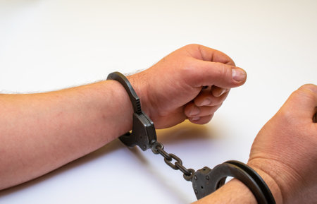 hands handcuffed on a white background