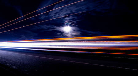 lights of cars with night. long exposureの写真素材