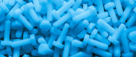 plastic screws, macro photo, background or texture