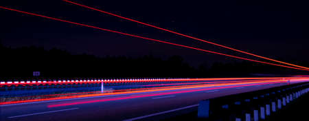 lights of cars with night. long exposure, light lines