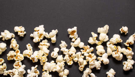 popcorn on a black backgroundの写真素材