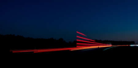lights of cars with night. long exposure, light lines