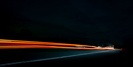lights of cars with night. long exposureの写真素材