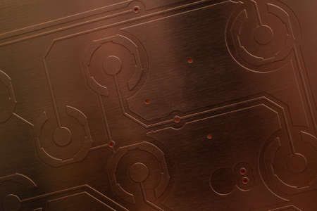 mosaic of paths, convexities in copper sheetの写真素材