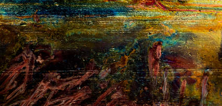 multicolored oxidized copper metal backgroundの写真素材